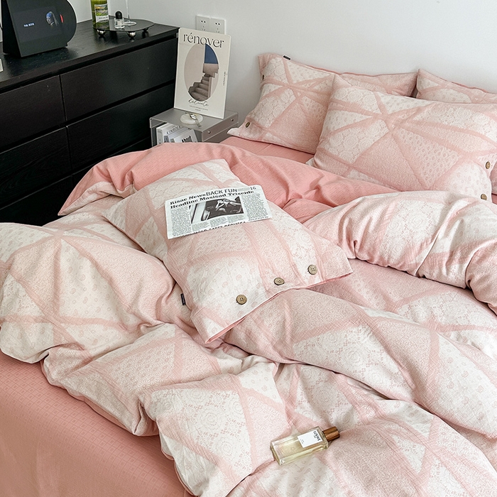 91家纺网 家纺一手货源 找家纺 （总）贝尔 PELLHOME 全棉三层纱提花四件套-埃菲尔系列AB版均为全棉提花面料（可抖音代发）