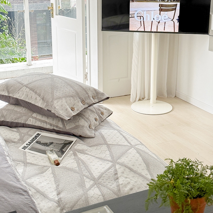 91家纺网 家纺一手货源 找家纺 贝尔 PELLHOME 全棉三层纱提花四件套-埃菲尔系列AB版均为全棉提花面料（可抖音代发） 埃菲尔-灰