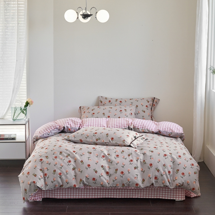 91家纺网 家纺一手货源 找家纺 （总）贝尔 PELLHOME 全棉13376水洗+全棉色织水洗棉-织带款四件套（可抖音代发）