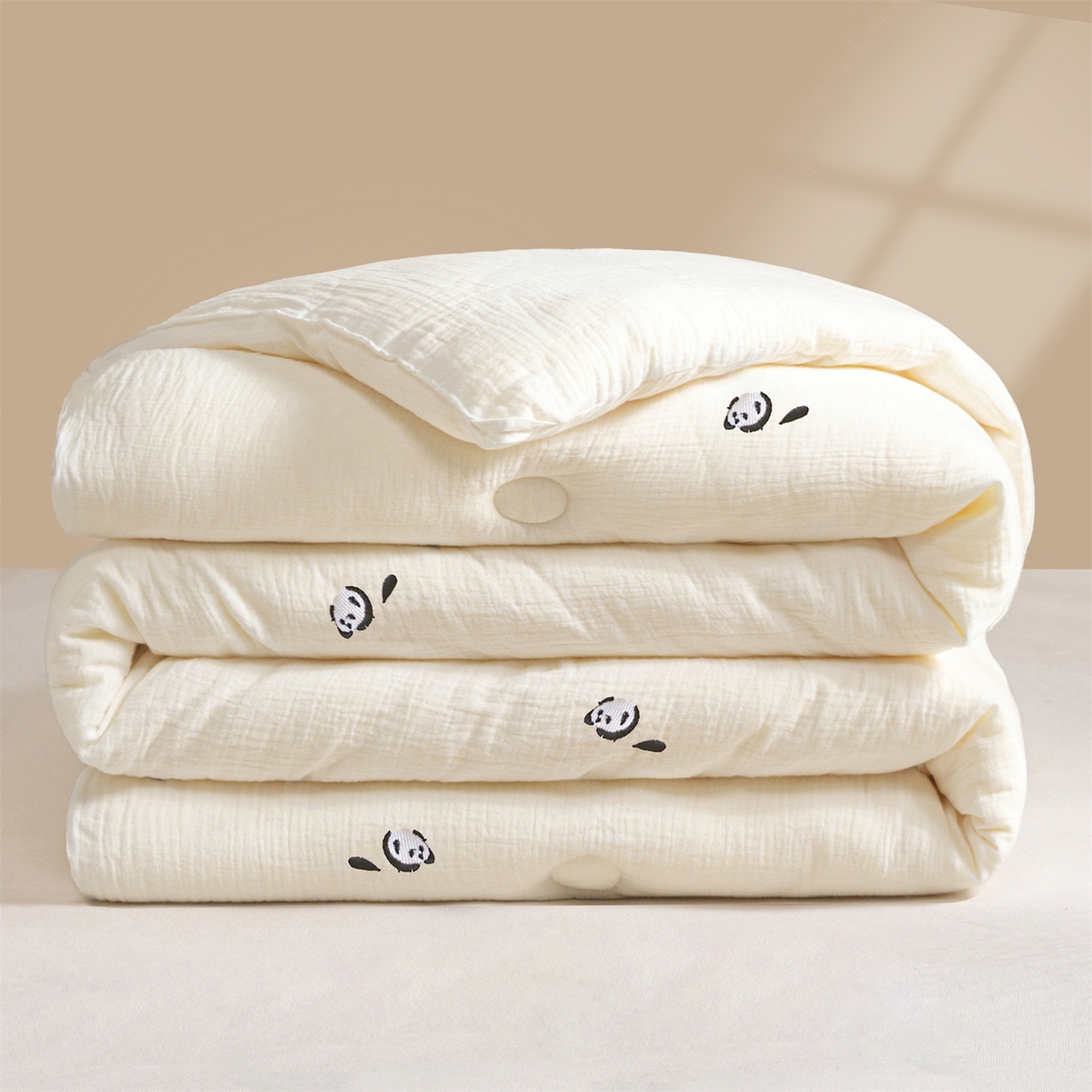 91家纺网 家纺一手货源 找家纺 创优家纺 2025新款专版绣花全棉满绣刺绣21%大豆被纯棉被芯被子春秋被加厚冬被夏被直播 趴趴熊猫