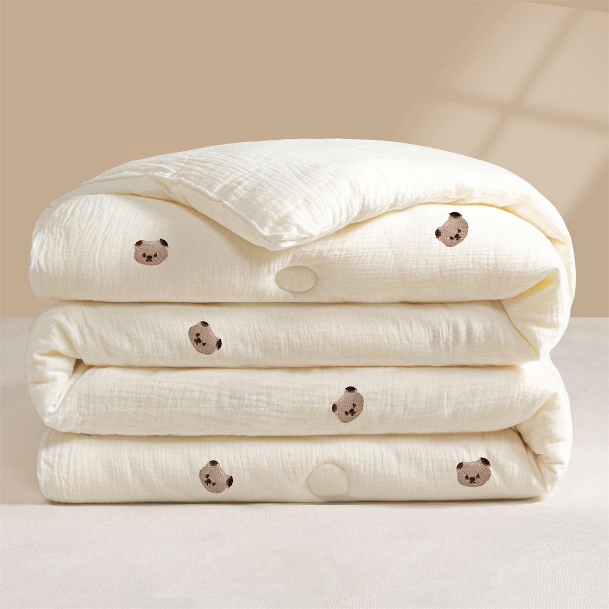 91家纺网 家纺一手货源 找家纺 创优家纺 2025新款专版绣花全棉满绣刺绣21%大豆被纯棉被芯被子春秋被加厚冬被夏被直播 小熊