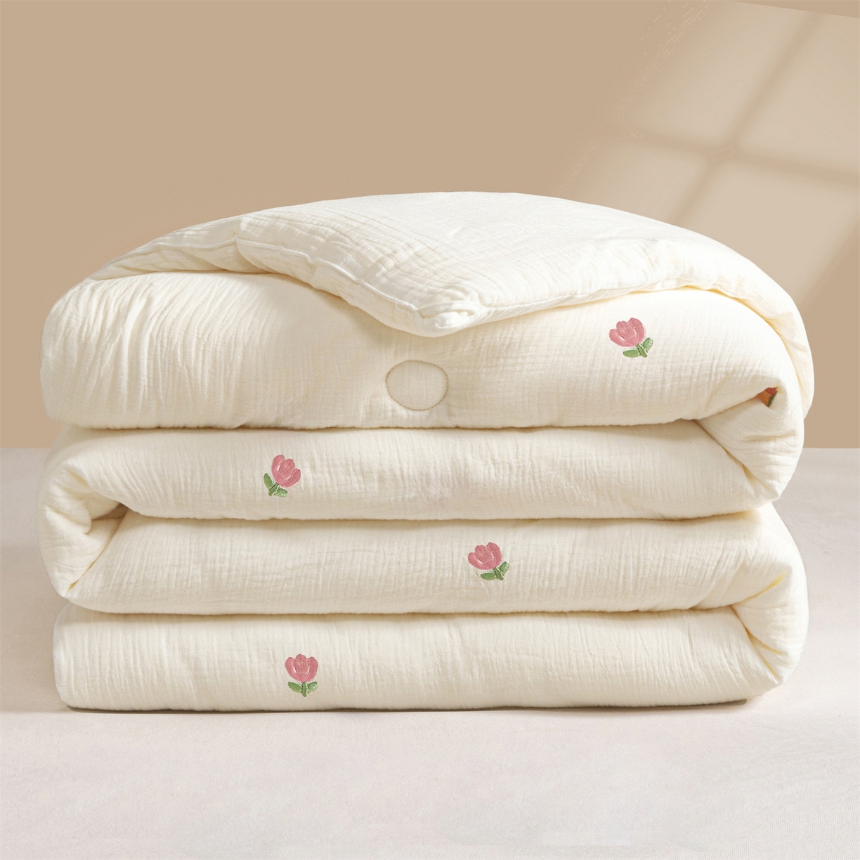 91家纺网 家纺一手货源 找家纺 创优家纺 2025新款专版绣花全棉满绣刺绣21%大豆被纯棉被芯被子春秋被加厚冬被夏被直播 郁金香