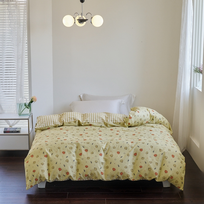 91家纺网 家纺一手货源 找家纺 贝尔 PELLHOME 全棉13376水洗+全棉色织水洗棉-织带款四件套（可抖音代发） 贝贝南瓜