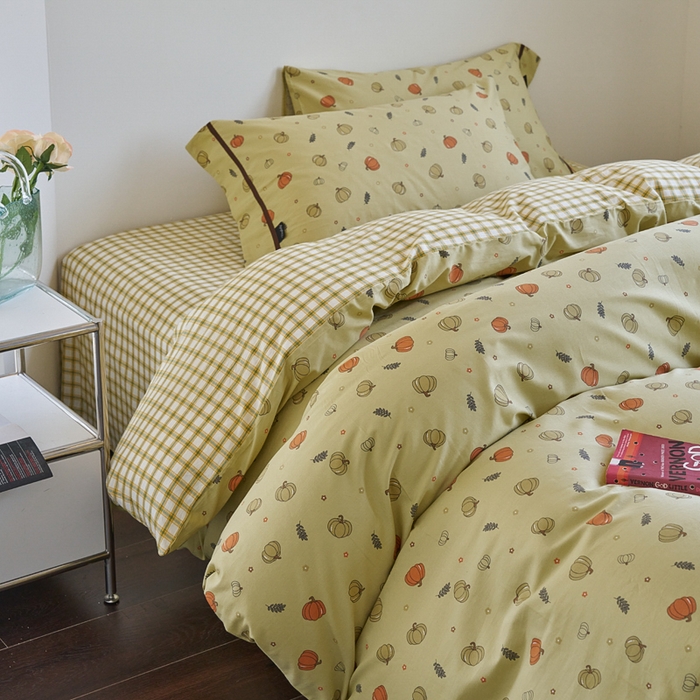 91家纺网 家纺一手货源 找家纺 贝尔 PELLHOME 全棉13376水洗+全棉色织水洗棉-织带款四件套（可抖音代发） 贝贝南瓜