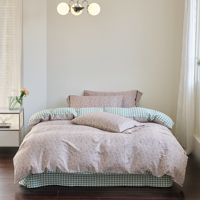 贝尔 PELLHOME 全棉13376水洗+全棉色织水洗棉-织带款四件套（可抖音代发） 丁香粉紫