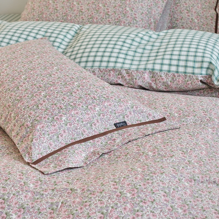 91家纺网 家纺一手货源 找家纺 贝尔 PELLHOME 全棉13376水洗+全棉色织水洗棉-织带款四件套（可抖音代发） 丁香粉紫