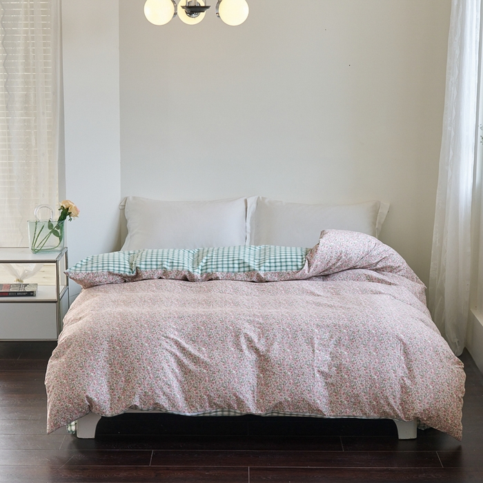 91家纺网 家纺一手货源 找家纺 贝尔 PELLHOME 全棉13376水洗+全棉色织水洗棉-织带款四件套（可抖音代发） 丁香粉紫