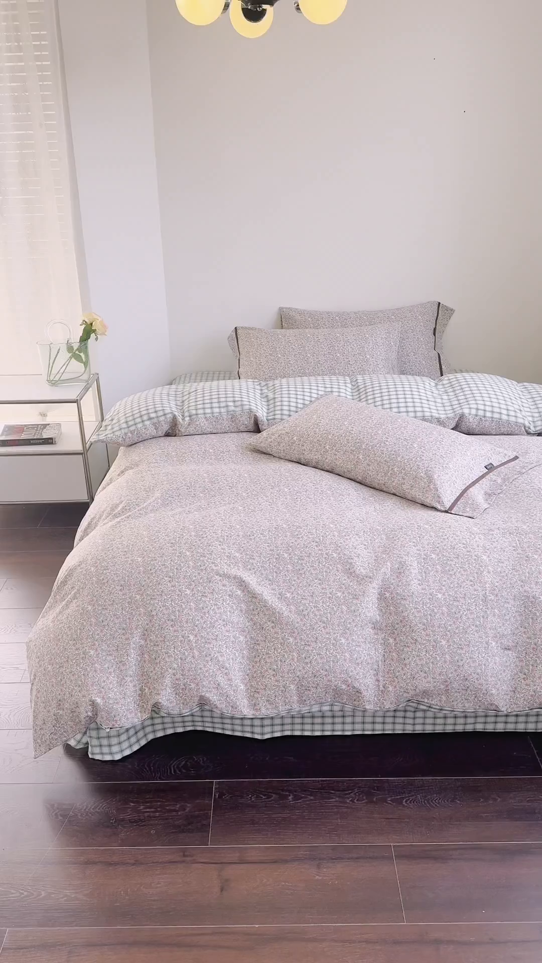 91家纺网 家纺一手货源 找家纺 贝尔 PELLHOME 全棉13376水洗+全棉色织水洗棉-织带款四件套（可抖音代发） 丁香粉紫