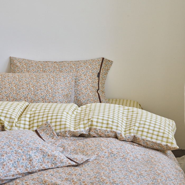 91家纺网 家纺一手货源 找家纺 贝尔 PELLHOME 全棉13376水洗+全棉色织水洗棉-织带款四件套（可抖音代发） 丁香咖