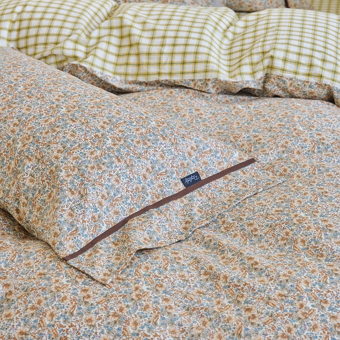 91家纺网 家纺一手货源 找家纺 贝尔 PELLHOME 全棉13376水洗+全棉色织水洗棉-织带款四件套（可抖音代发） 丁香咖