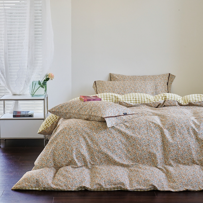 91家纺网 家纺一手货源 找家纺 贝尔 PELLHOME 全棉13376水洗+全棉色织水洗棉-织带款四件套（可抖音代发） 丁香咖