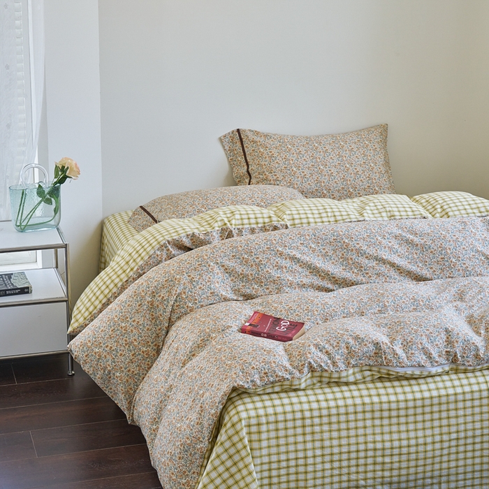 91家纺网 家纺一手货源 找家纺 贝尔 PELLHOME 全棉13376水洗+全棉色织水洗棉-织带款四件套（可抖音代发） 丁香咖