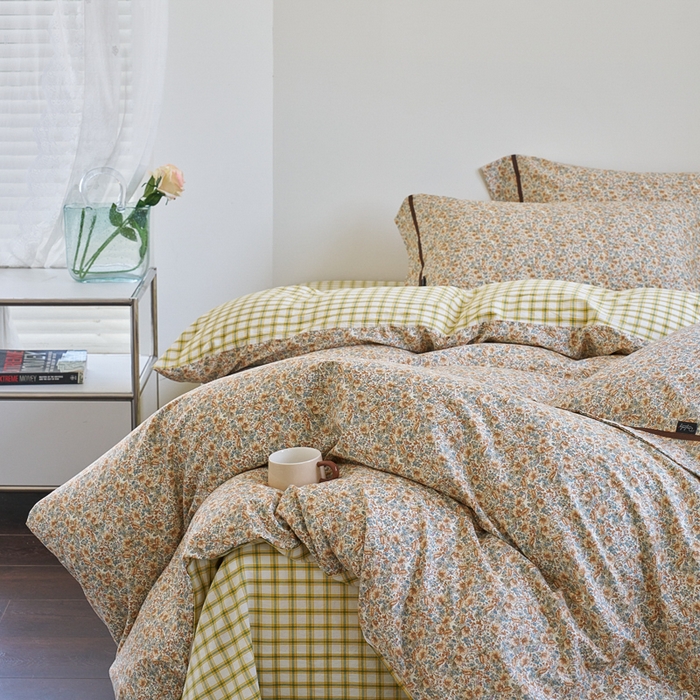 91家纺网 家纺一手货源 找家纺 贝尔 PELLHOME 全棉13376水洗+全棉色织水洗棉-织带款四件套（可抖音代发） 丁香咖