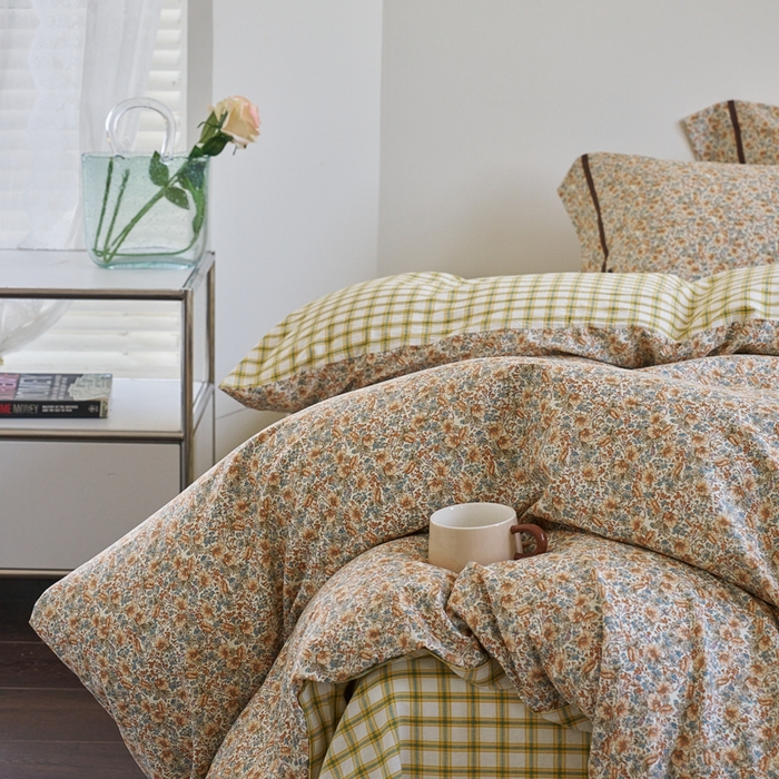 91家纺网 家纺一手货源 找家纺 贝尔 PELLHOME 全棉13376水洗+全棉色织水洗棉-织带款四件套（可抖音代发） 丁香咖