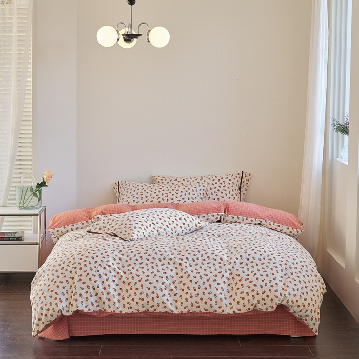 贝尔 PELLHOME 全棉13376水洗+全棉色织水洗棉-织带款四件套（可抖音代发） 柑橙橘