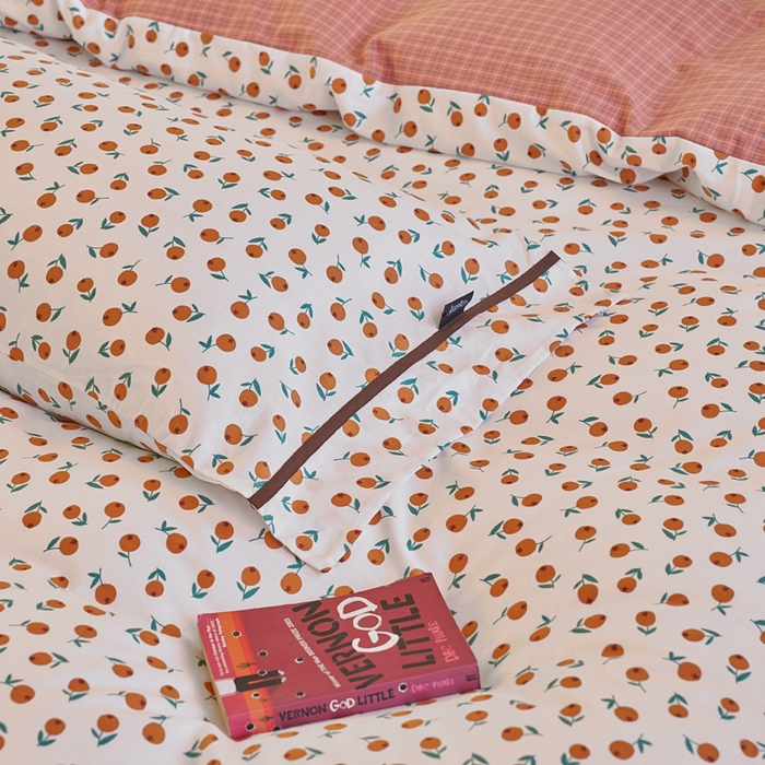 91家纺网 家纺一手货源 找家纺 贝尔 PELLHOME 全棉13376水洗+全棉色织水洗棉-织带款四件套（可抖音代发） 柑橙橘