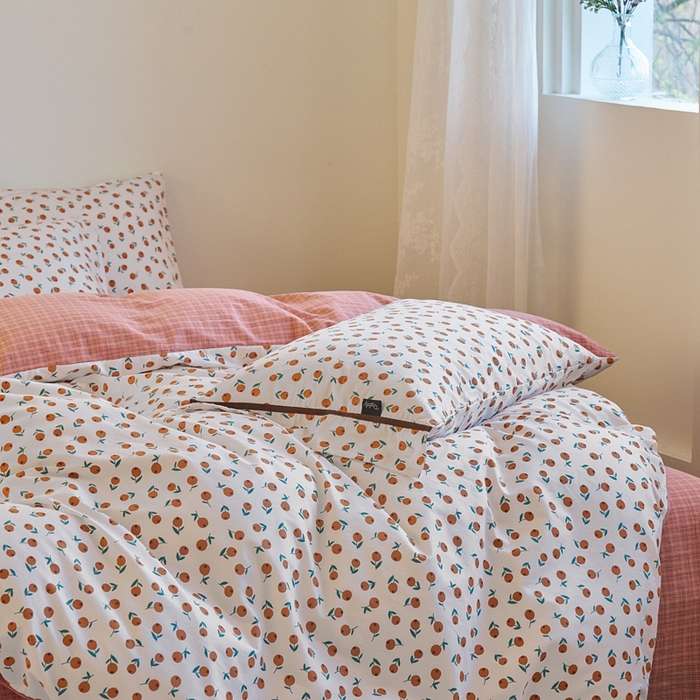 91家纺网 家纺一手货源 找家纺 贝尔 PELLHOME 全棉13376水洗+全棉色织水洗棉-织带款四件套（可抖音代发） 柑橙橘