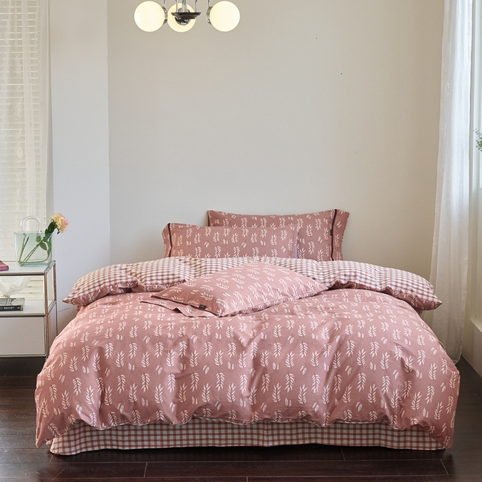 贝尔 PELLHOME 全棉13376水洗+全棉色织水洗棉-织带款四件套（可抖音代发） 国宝茶