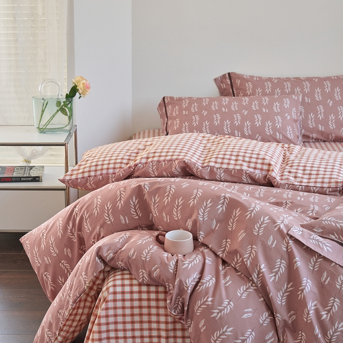 91家纺网 家纺一手货源 找家纺 贝尔 PELLHOME 全棉13376水洗+全棉色织水洗棉-织带款四件套（可抖音代发） 国宝茶