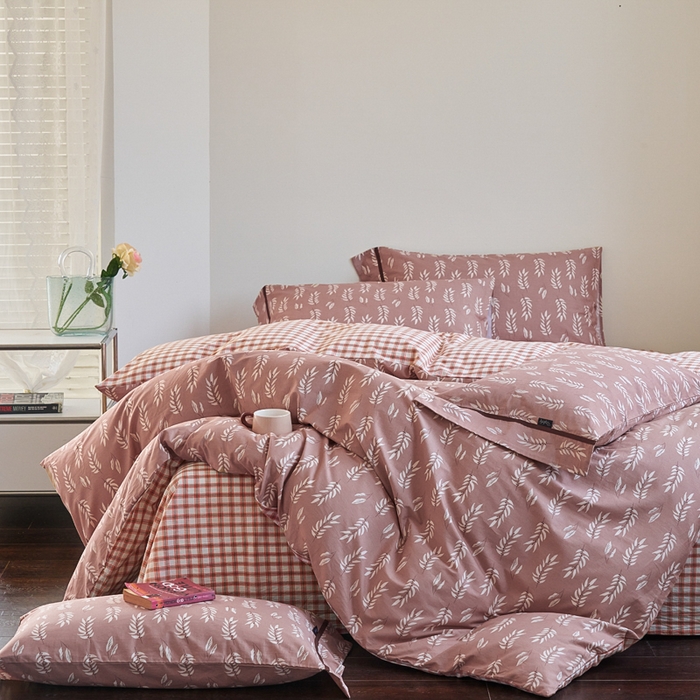 91家纺网 家纺一手货源 找家纺 贝尔 PELLHOME 全棉13376水洗+全棉色织水洗棉-织带款四件套（可抖音代发） 国宝茶