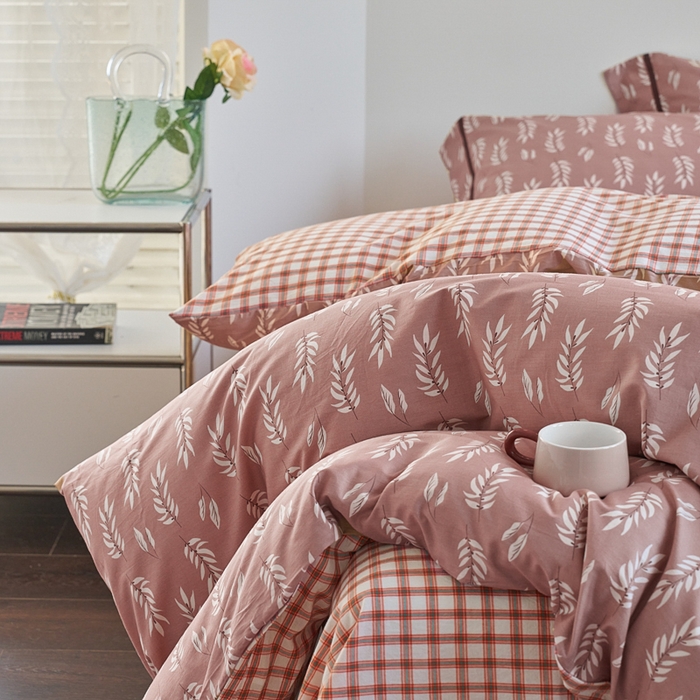 91家纺网 家纺一手货源 找家纺 贝尔 PELLHOME 全棉13376水洗+全棉色织水洗棉-织带款四件套（可抖音代发） 国宝茶