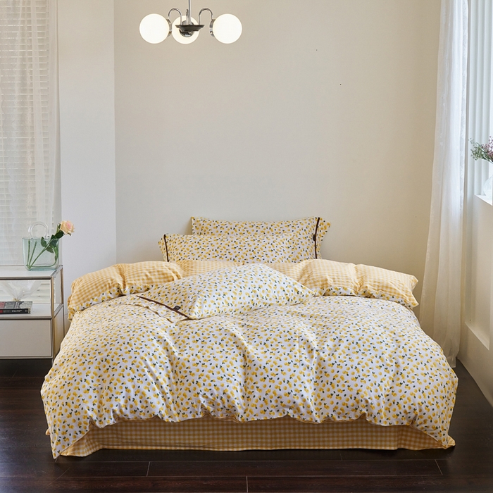 贝尔 PELLHOME 全棉13376水洗+全棉色织水洗棉-织带款四件套（可抖音代发） 柠檬糖黄