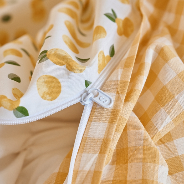 91家纺网 家纺一手货源 找家纺 贝尔 PELLHOME 全棉13376水洗+全棉色织水洗棉-织带款四件套（可抖音代发） 柠檬糖黄