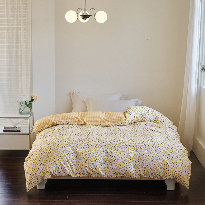 91家纺网 家纺一手货源 找家纺 贝尔 PELLHOME 全棉13376水洗+全棉色织水洗棉-织带款四件套（可抖音代发） 柠檬糖黄