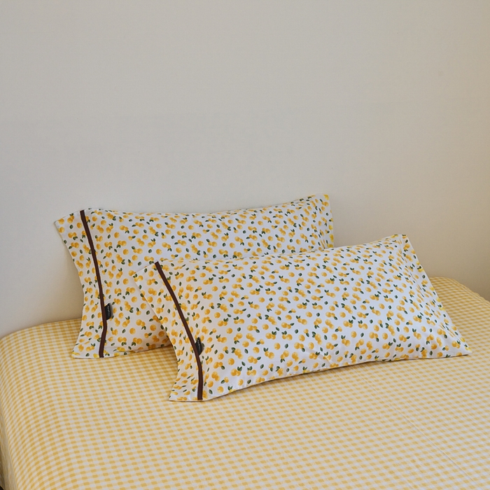 91家纺网 家纺一手货源 找家纺 贝尔 PELLHOME 全棉13376水洗+全棉色织水洗棉-织带款四件套（可抖音代发） 柠檬糖黄