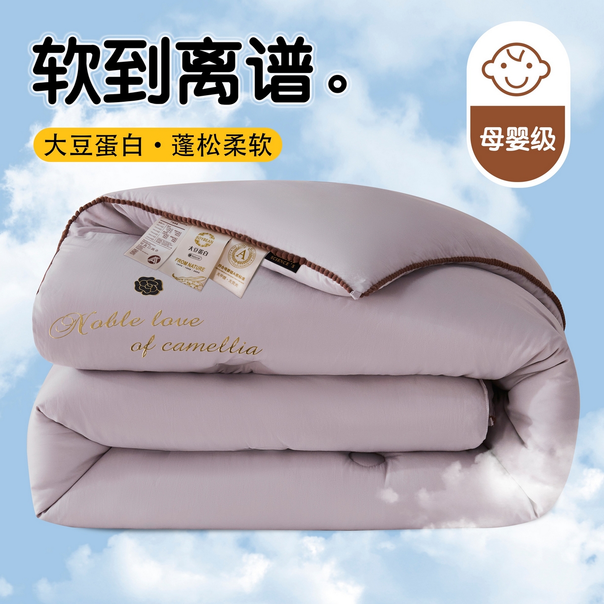 91家纺网 家纺一手货源 找家纺 （总）爱诗诺家纺 2025年新款3D立体烫画亲肤保暖云纱棉大豆被被子被芯