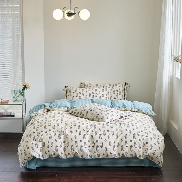 贝尔 PELLHOME 全棉13376水洗+全棉色织水洗棉-织带款四件套（可抖音代发） 钱布雷蓝