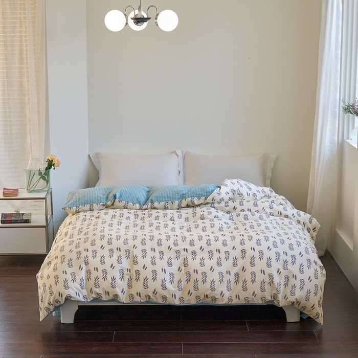 91家纺网 家纺一手货源 找家纺 贝尔 PELLHOME 全棉13376水洗+全棉色织水洗棉-织带款四件套（可抖音代发） 钱布雷蓝