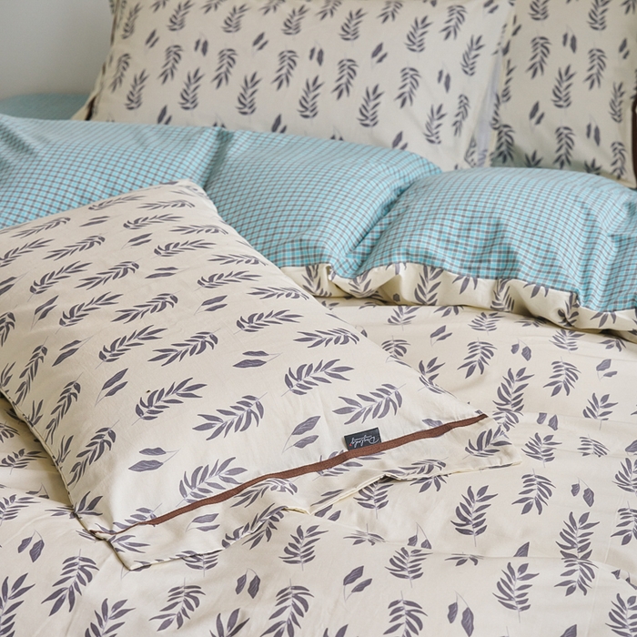 91家纺网 家纺一手货源 找家纺 贝尔 PELLHOME 全棉13376水洗+全棉色织水洗棉-织带款四件套（可抖音代发） 钱布雷蓝