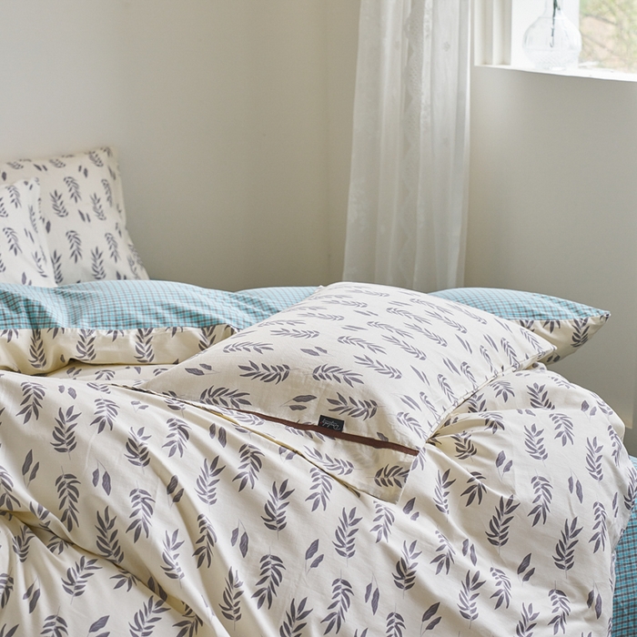 91家纺网 家纺一手货源 找家纺 贝尔 PELLHOME 全棉13376水洗+全棉色织水洗棉-织带款四件套（可抖音代发） 钱布雷蓝