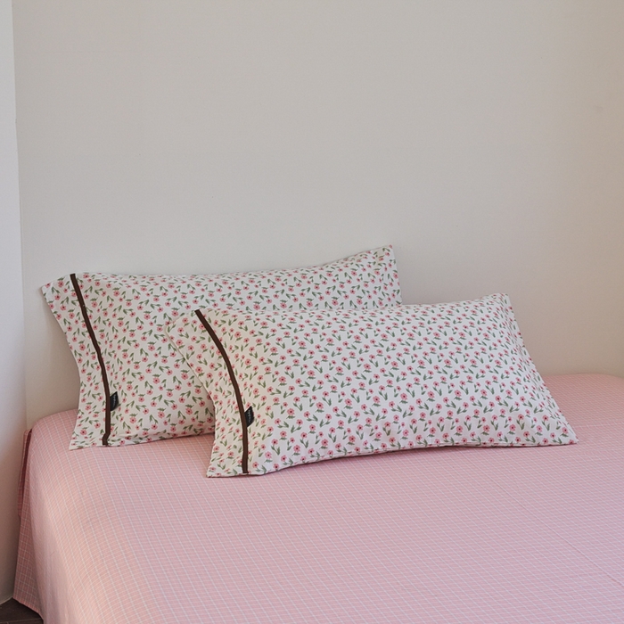 91家纺网 家纺一手货源 找家纺 贝尔 PELLHOME 全棉13376水洗+全棉色织水洗棉-织带款四件套（可抖音代发） 柔和桃