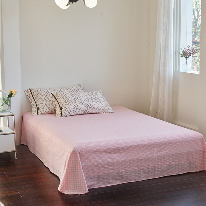 91家纺网 家纺一手货源 找家纺 贝尔 PELLHOME 全棉13376水洗+全棉色织水洗棉-织带款四件套（可抖音代发） 柔和桃