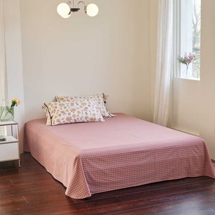 91家纺网 家纺一手货源 找家纺 贝尔 PELLHOME 全棉13376水洗+全棉色织水洗棉-织带款四件套（可抖音代发） 沙漠花粉红