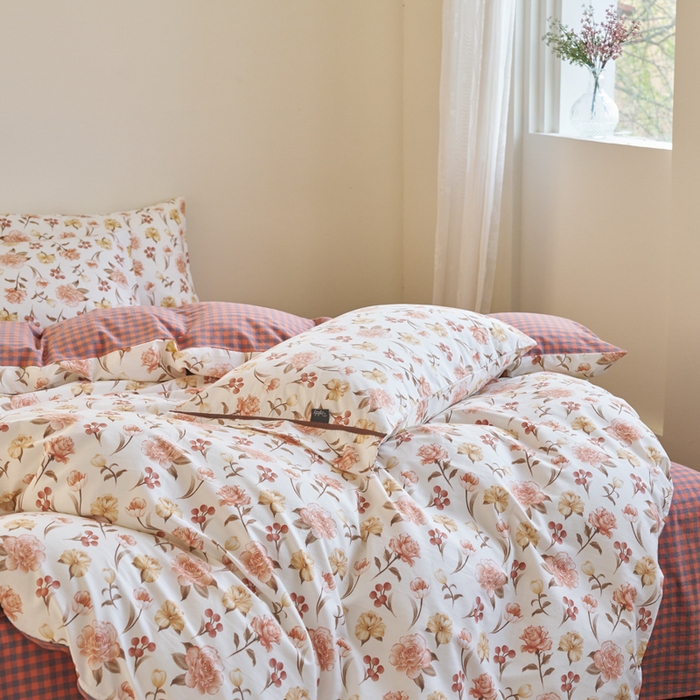 91家纺网 家纺一手货源 找家纺 贝尔 PELLHOME 全棉13376水洗+全棉色织水洗棉-织带款四件套（可抖音代发） 沙漠花粉红