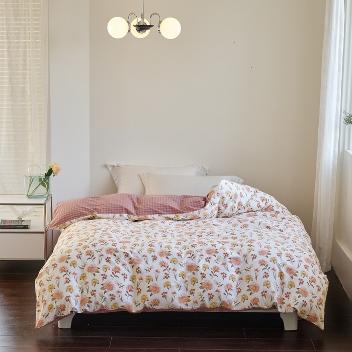 91家纺网 家纺一手货源 找家纺 贝尔 PELLHOME 全棉13376水洗+全棉色织水洗棉-织带款四件套（可抖音代发） 沙漠花粉红