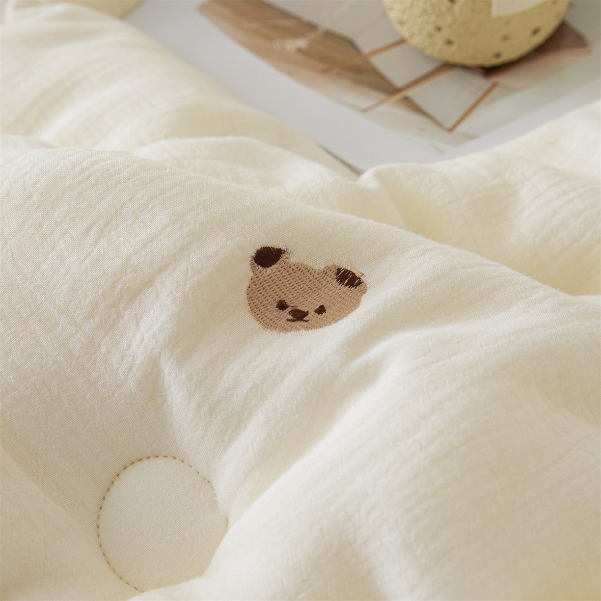 91家纺网 家纺一手货源 找家纺 创优家纺 2025新款专版绣花全棉满绣刺绣21%大豆被纯棉被芯被子春秋被加厚冬被夏被直播 小熊