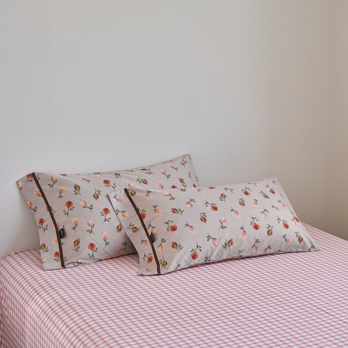 91家纺网 家纺一手货源 找家纺 贝尔 PELLHOME 全棉13376水洗+全棉色织水洗棉-织带款四件套（可抖音代发） 烟仃玫瑰-灰