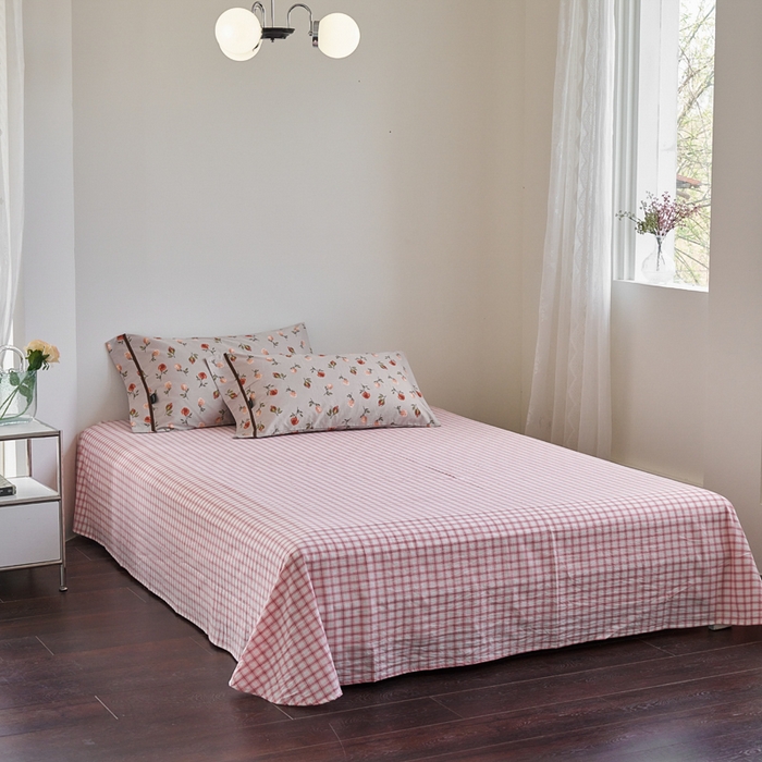 91家纺网 家纺一手货源 找家纺 贝尔 PELLHOME 全棉13376水洗+全棉色织水洗棉-织带款四件套（可抖音代发） 烟仃玫瑰-灰