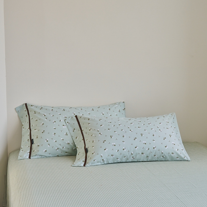 91家纺网 家纺一手货源 找家纺 贝尔 PELLHOME 全棉13376水洗+全棉色织水洗棉-织带款四件套（可抖音代发） 樱桃青柠