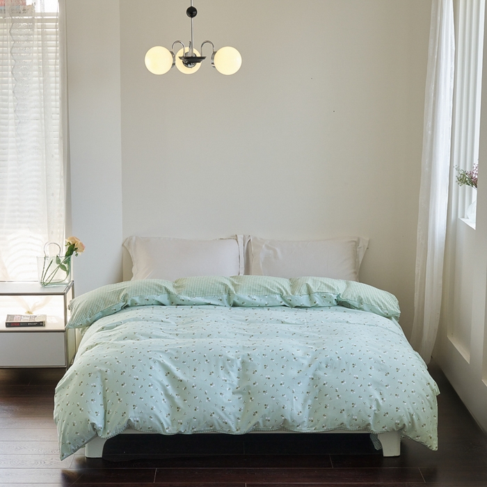 91家纺网 家纺一手货源 找家纺 贝尔 PELLHOME 全棉13376水洗+全棉色织水洗棉-织带款四件套（可抖音代发） 樱桃青柠