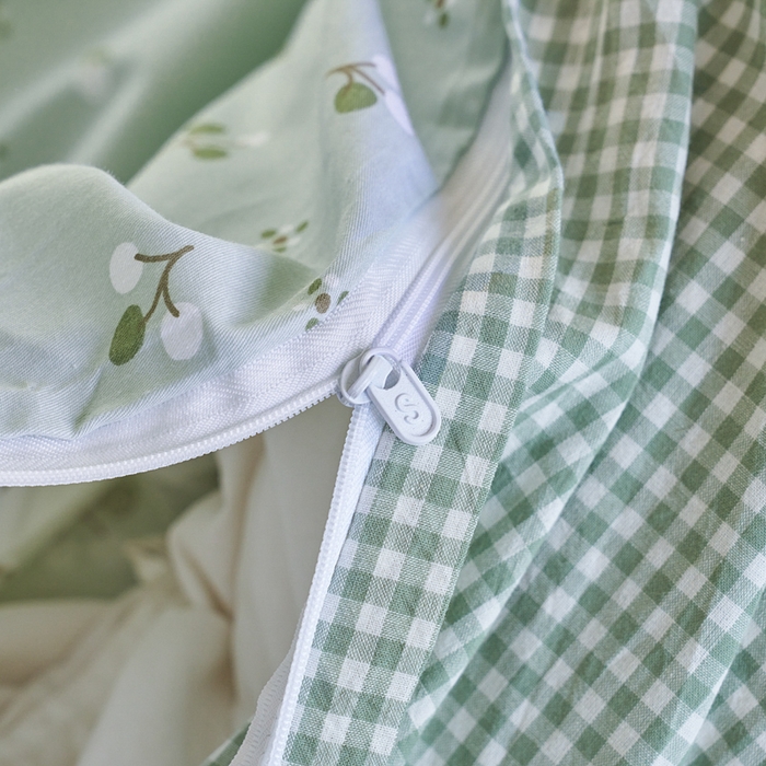 91家纺网 家纺一手货源 找家纺 贝尔 PELLHOME 全棉13376水洗+全棉色织水洗棉-织带款四件套（可抖音代发） 樱桃青柠