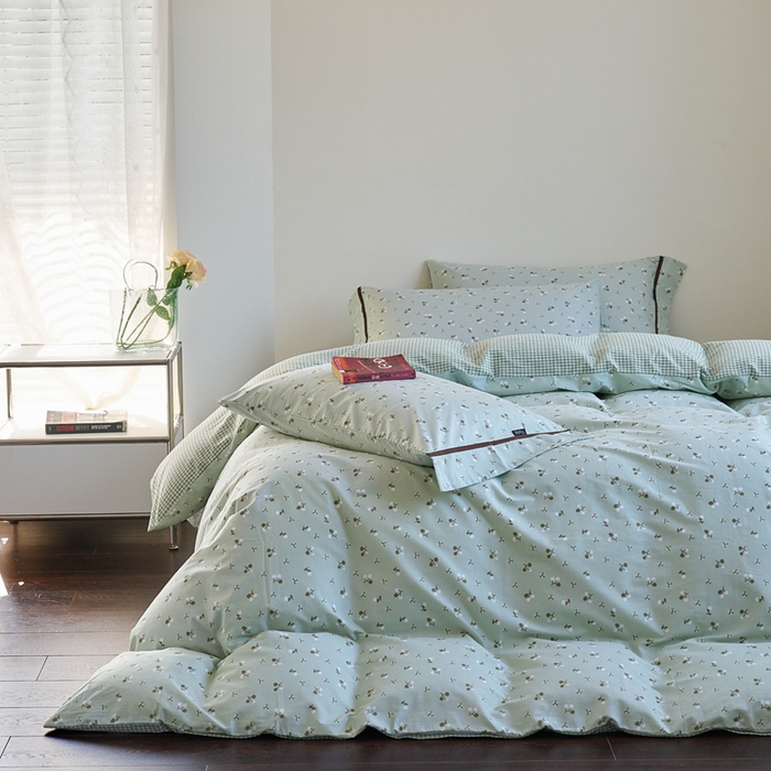 91家纺网 家纺一手货源 找家纺 贝尔 PELLHOME 全棉13376水洗+全棉色织水洗棉-织带款四件套（可抖音代发） 樱桃青柠