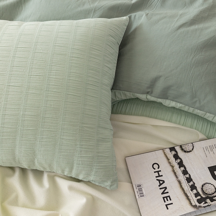 91家纺网 家纺一手货源 找家纺 （总）贝尔 PELLHOME AB版纯色全棉泡泡纱四件套皱皱纱四件套另有同款面料夏被（可抖音代发）