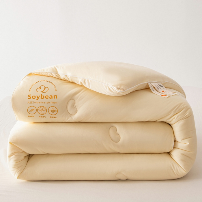 91家纺网 家纺一手货源 找家纺 栩裕纺织 2025新款纯色超柔云朵针织被被子被芯冬被 云朵被-麦秆黄+云烟灰