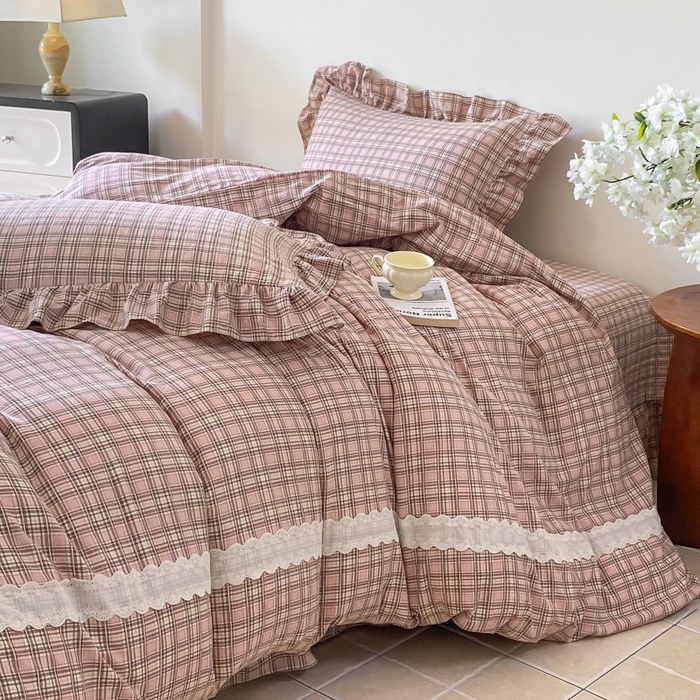 91家纺网 家纺一手货源 找家纺 （总）欧尚 2025新款皱皱纱床盖四件套