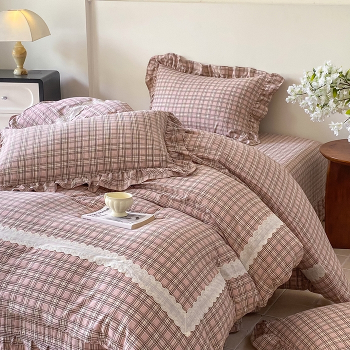 91家纺网 家纺一手货源 找家纺 （总）欧尚 2025新款皱皱纱床盖四件套